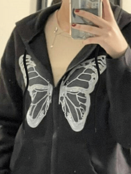 Butterfly Oversized Zip Up Hoodie