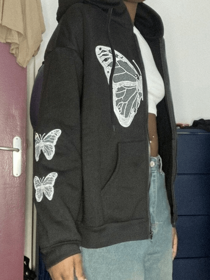 Butterfly Oversized Zip Up Hoodie