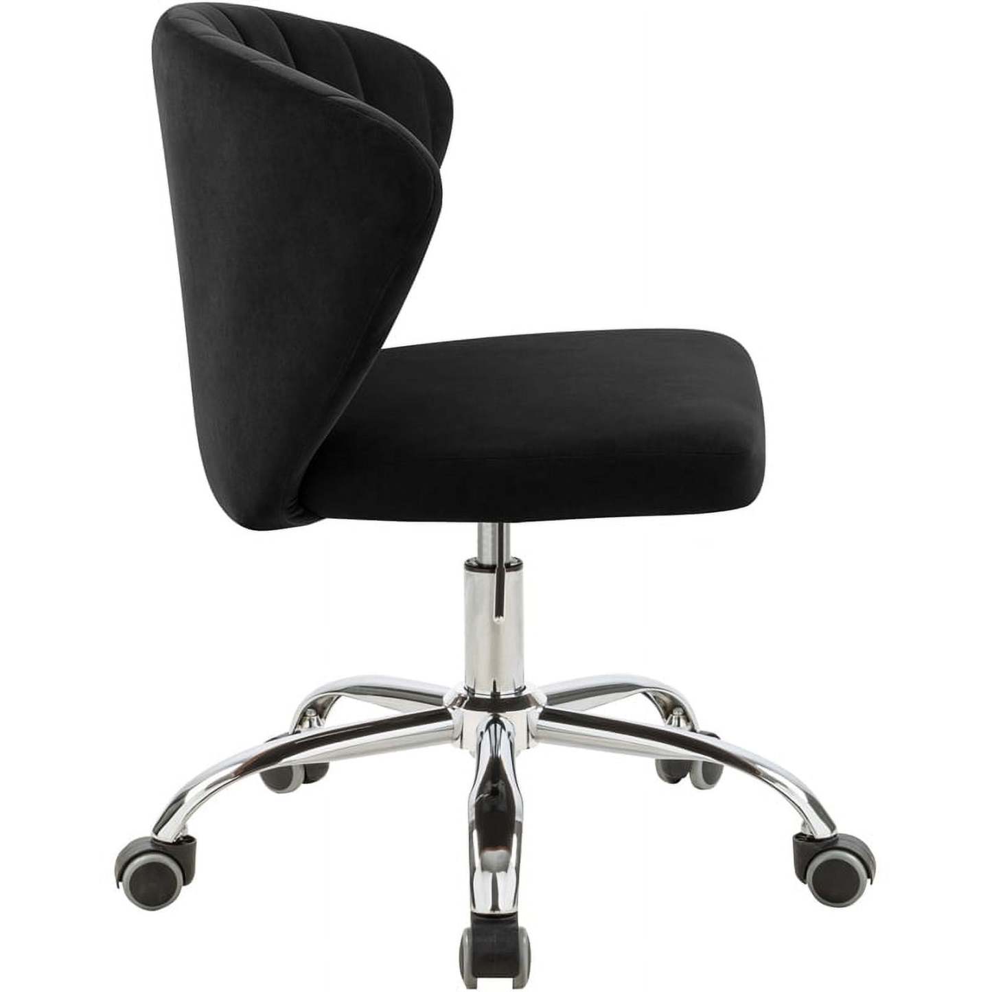 Meridian Furniture Finley Swivel Adjustable Black Velvet and Chrome Office Chair
