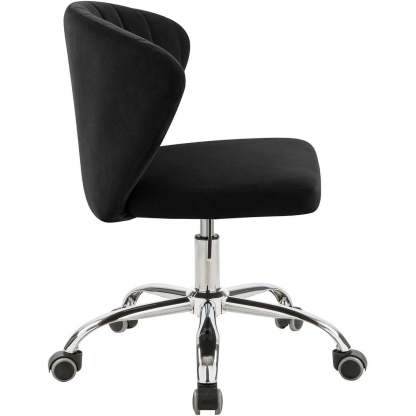 Meridian Furniture Finley Swivel Adjustable Black Velvet and Chrome Office Chair