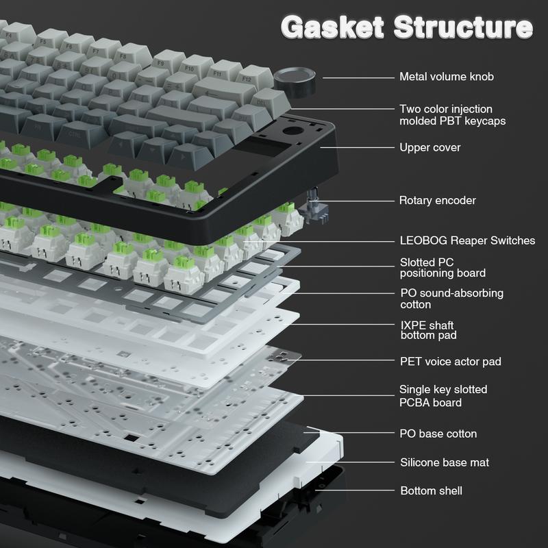 AULA F75 Pro Mechanical Keyboard RGB Backlit 2.4G Wireless Bluetooth Hot