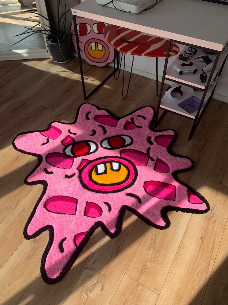 custom fluffy pink melting tufted 3d rug carpet