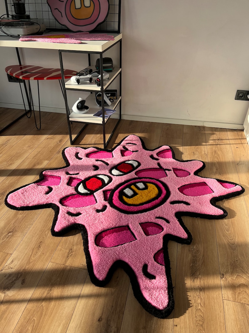 custom fluffy pink melting tufted 3d rug carpet