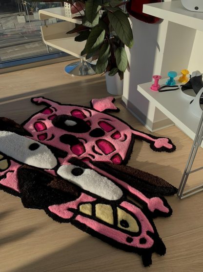 Courage the cowardly dog rug fluffy custom 3d tufted rug pink carpet,handmade tufted custom rug, bedroom decor carpet