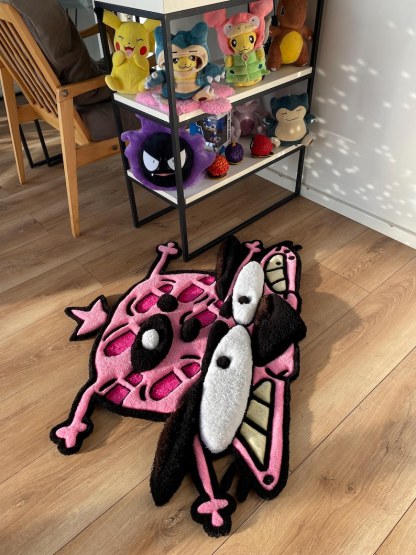 Courage the cowardly dog rug fluffy custom 3d tufted rug pink carpet,handmade tufted custom rug, bedroom decor carpet