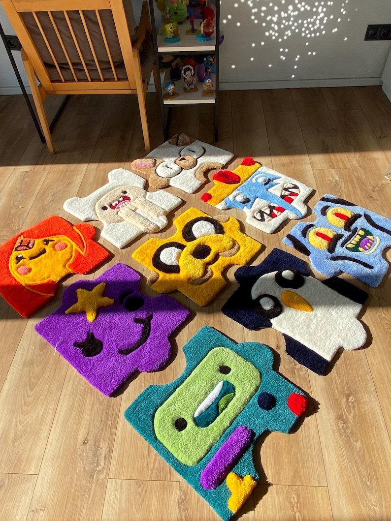 Handmade tufting puzzle 3d rug unique home decor kids room cartoon lovers