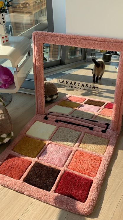 Makeup palette rug and mirror custom tufted