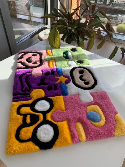 Puzzle handmade custom rug