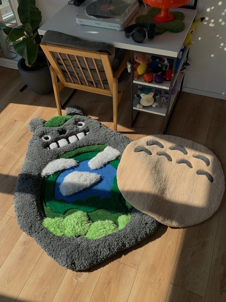 Totoro Anime Custom Tufted Rug Fluffy 3D Carpet