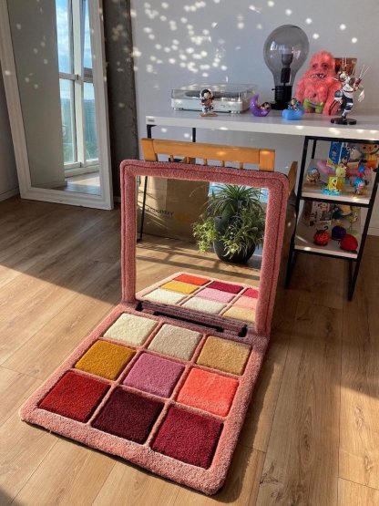 Makeup palette rug and mirror custom tufted