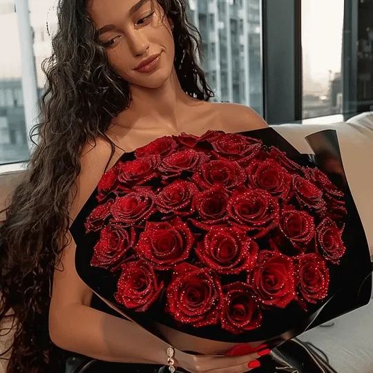 Glitter Rose Bouquet Couple Glitter Everlasting Rose Bouquet (Never Wither)