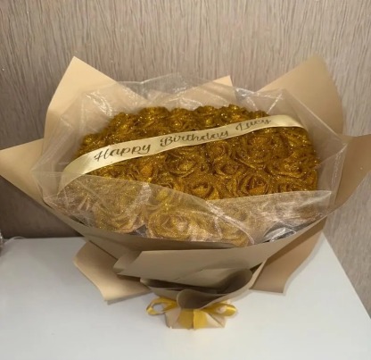 Gold Glitter Rose Bouquet-Couple Glitter Everlasting Rose Bouquet (Never Wither)