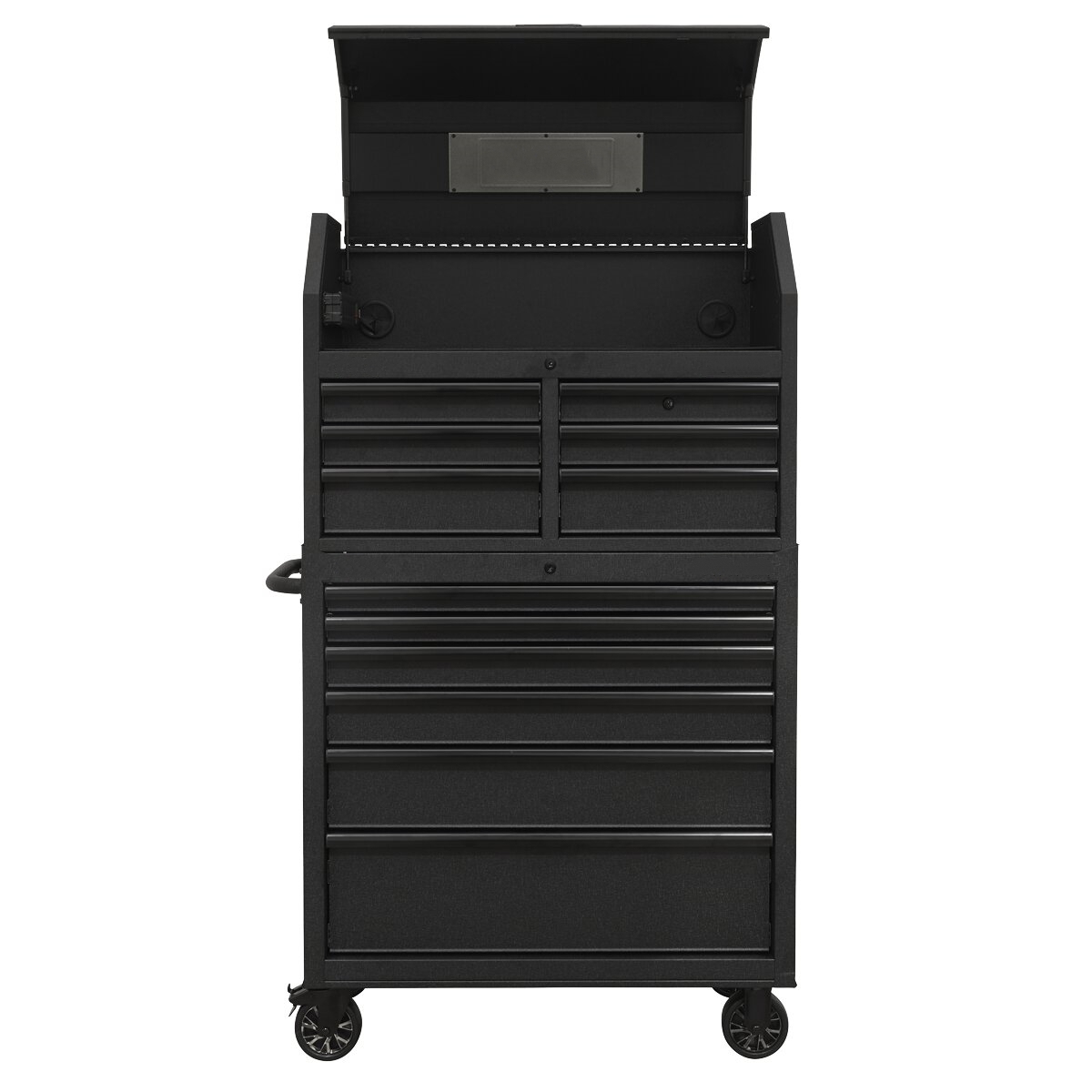 Industrial 52 in. W x 21.5 in. D 15-Drawer Tool Chest and Rolling Cabinet Combo with LED Light in Matte Black