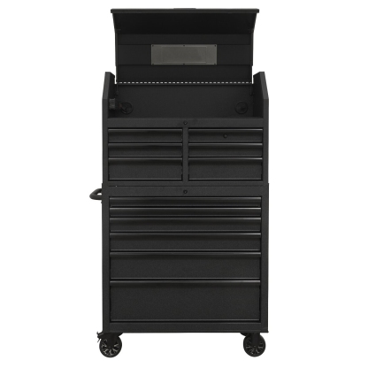 Industrial 52 in. W x 21.5 in. D 15-Drawer Tool Chest and Rolling Cabinet Combo with LED Light in Matte Black