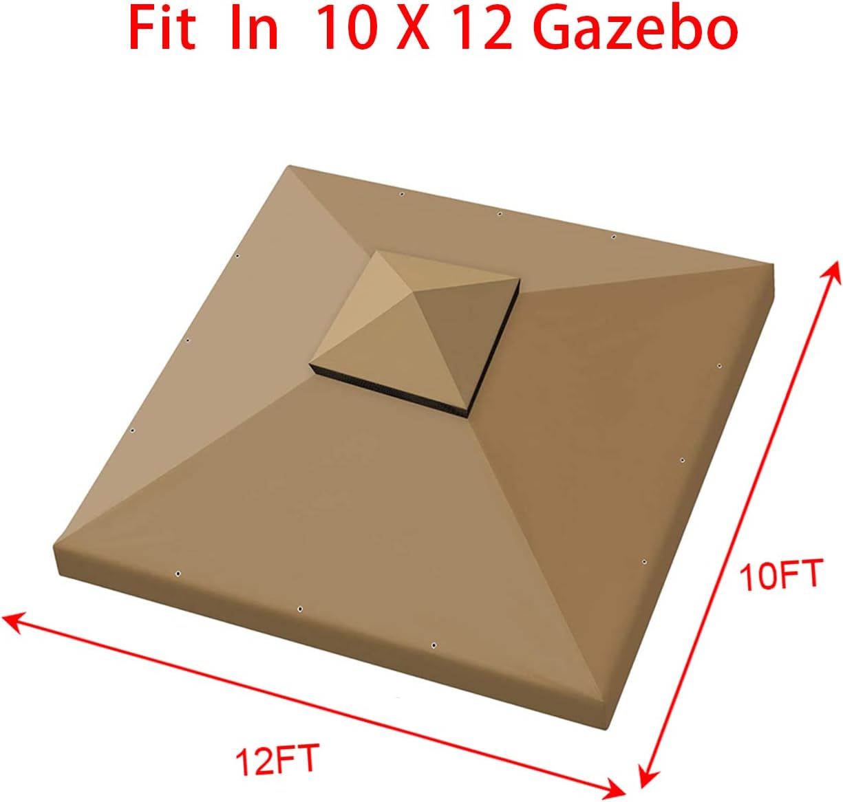 Hugline Outdoor Replacement Canopy Top Double Tier Gazebo Roof Cover for Lowe's Allen Roth 10x12 Gazebo#GF-12S004B-1 (Khaki)