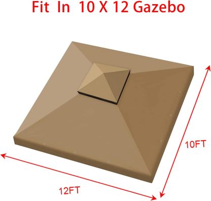 Hugline Outdoor Replacement Canopy Top Double Tier Gazebo Roof Cover for Lowe's Allen Roth 10x12 Gazebo#GF-12S004B-1 (Khaki)