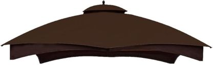 Hugline Outdoor Replacement Canopy Top Double Tier Gazebo Roof Cover for Lowe's Allen Roth 10x12 Gazebo#GF-12S004B-1 (Khaki)