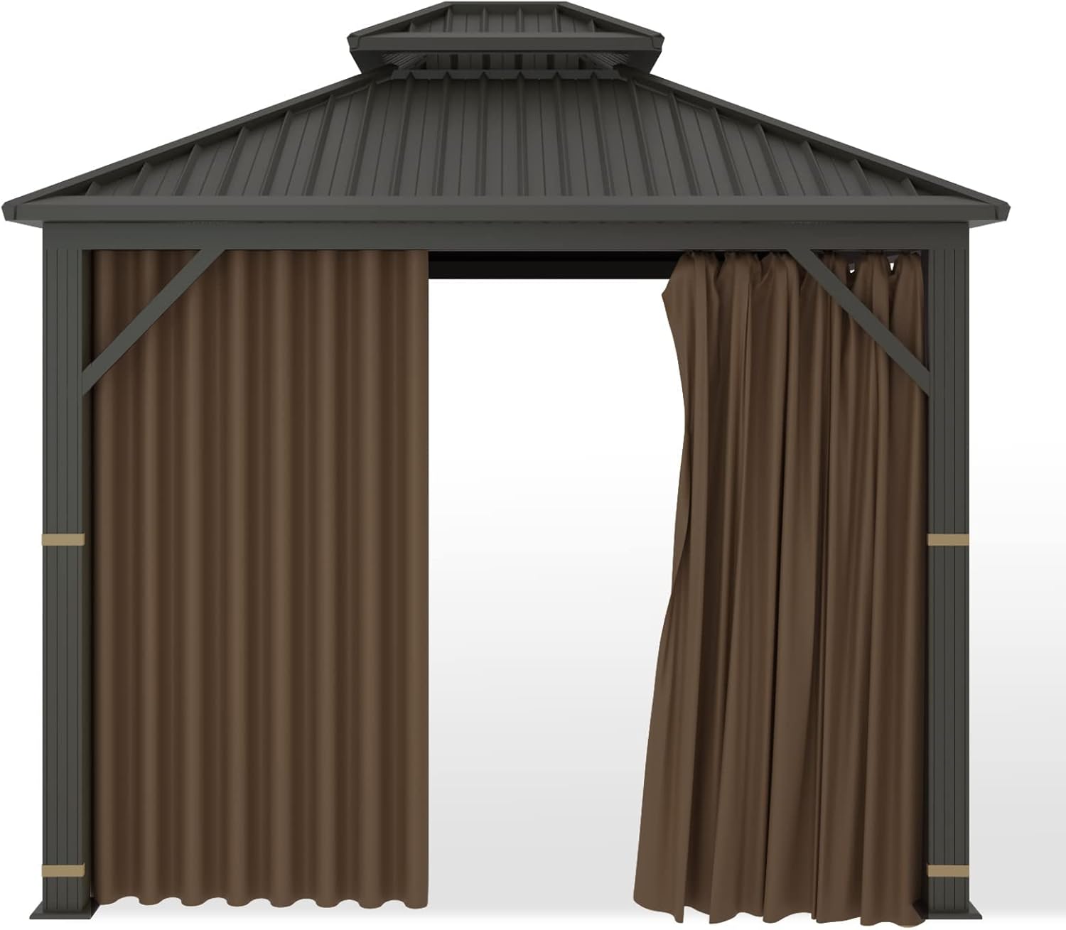 Hugline Gazebo Universal Replacement Privacy Curtain 10' x 12' Gazebo Side Wall Outdoor Privacy Panel with Zipper (Brown)
