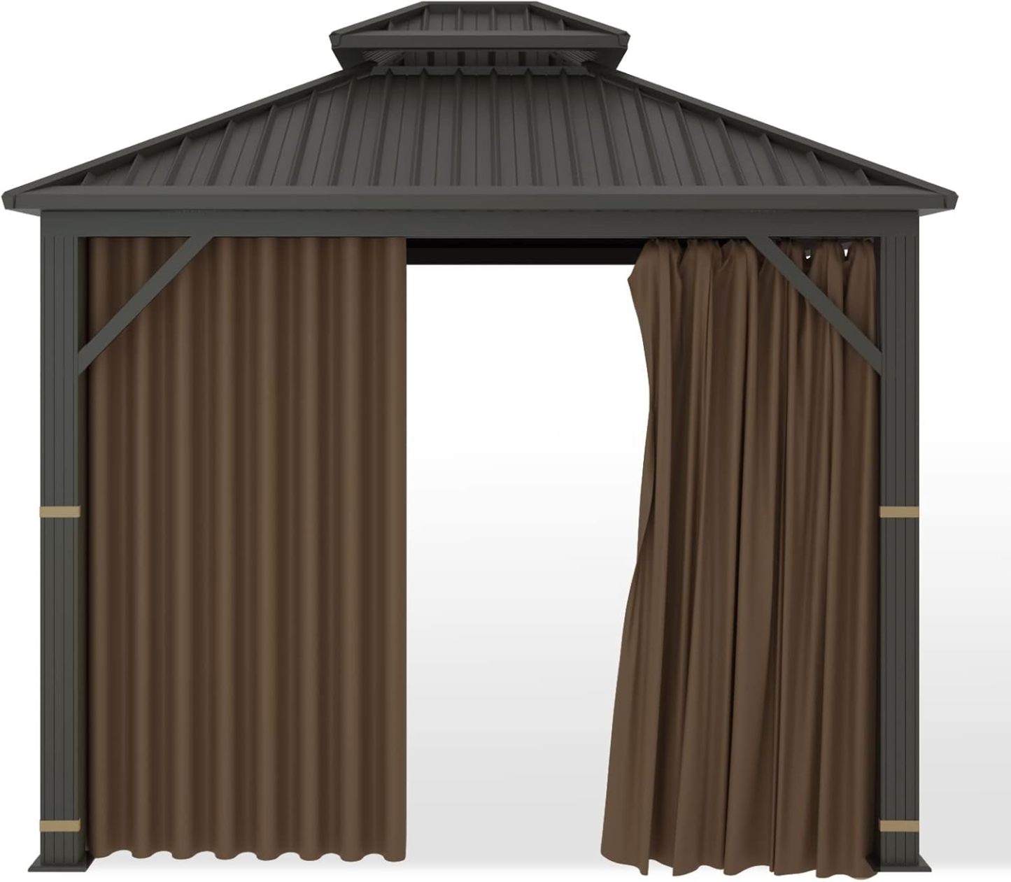 Hugline Gazebo Universal Replacement Privacy Curtain 10' x 12' Gazebo Side Wall Outdoor Privacy Panel with Zipper (Brown)
