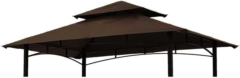 Grill Gazebo Replacement Canopy Roof – Hugline 5x8 Outdoor Grill Shelter Canopy Top Double Tiered BBQ Tent Cover Fit for Model L-GG001PST-F (Brown)