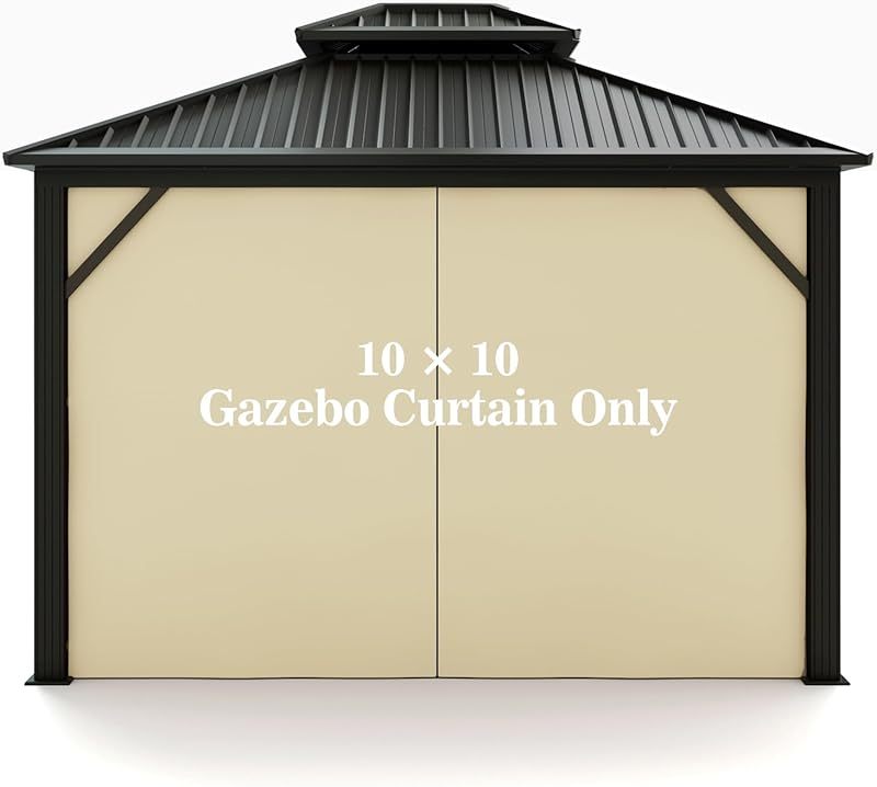 Hugline Gazebo Universal Replacement Privacy Curtain 10' x 12' Gazebo Side Wall Outdoor Privacy Panel with Zipper (Brown)