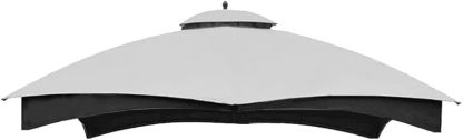 Hugline Outdoor Replacement Canopy Top Double Tier Gazebo Roof Cover for Lowe's Allen Roth 10x12 Gazebo#GF-12S004B-1 (Khaki)