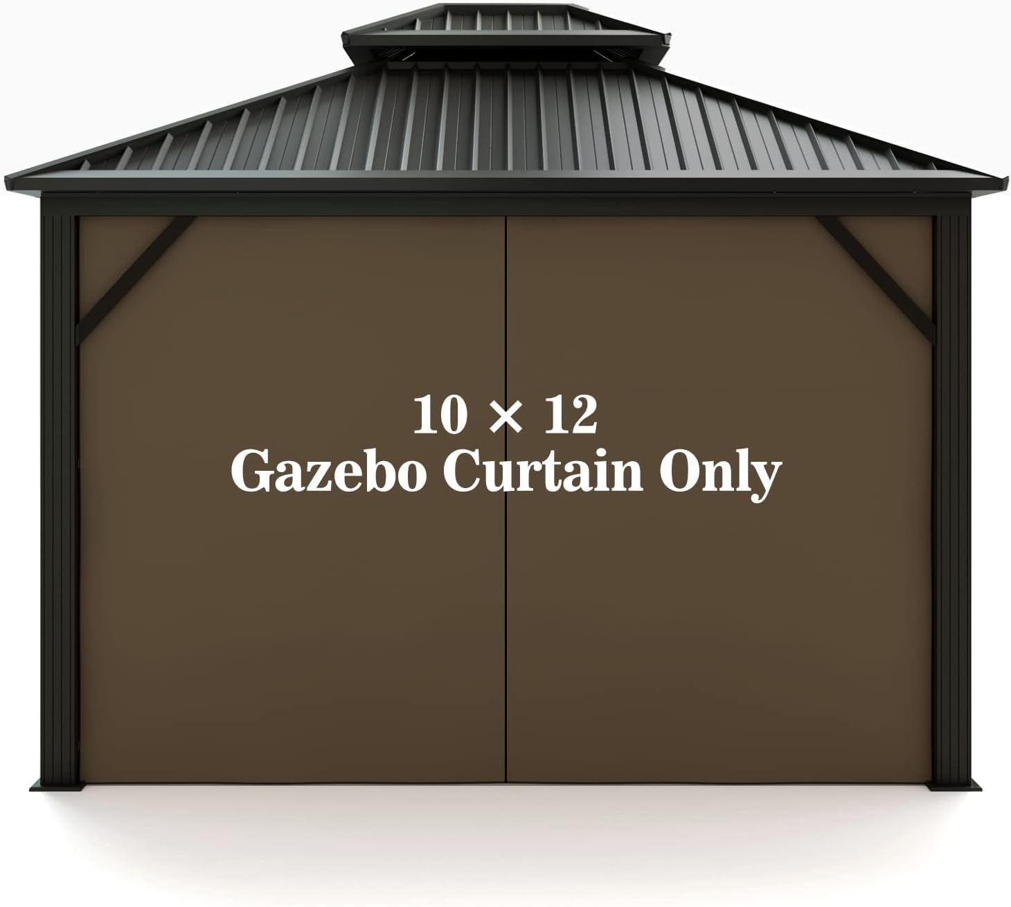 Hugline Gazebo Universal Replacement Privacy Curtain 10' x 12' Gazebo Side Wall Outdoor Privacy Panel with Zipper (Brown)