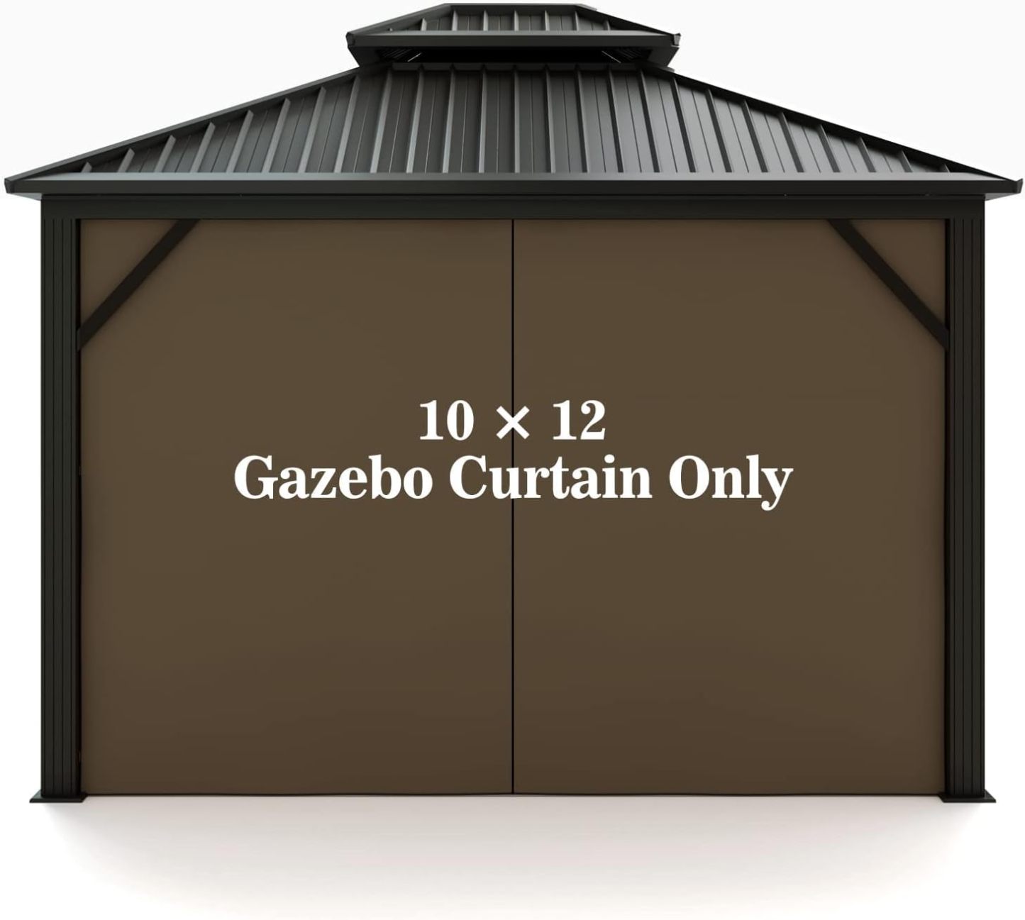 Hugline Gazebo Universal Replacement Privacy Curtain 10' x 12' Gazebo Side Wall Outdoor Privacy Panel with Zipper (Brown)