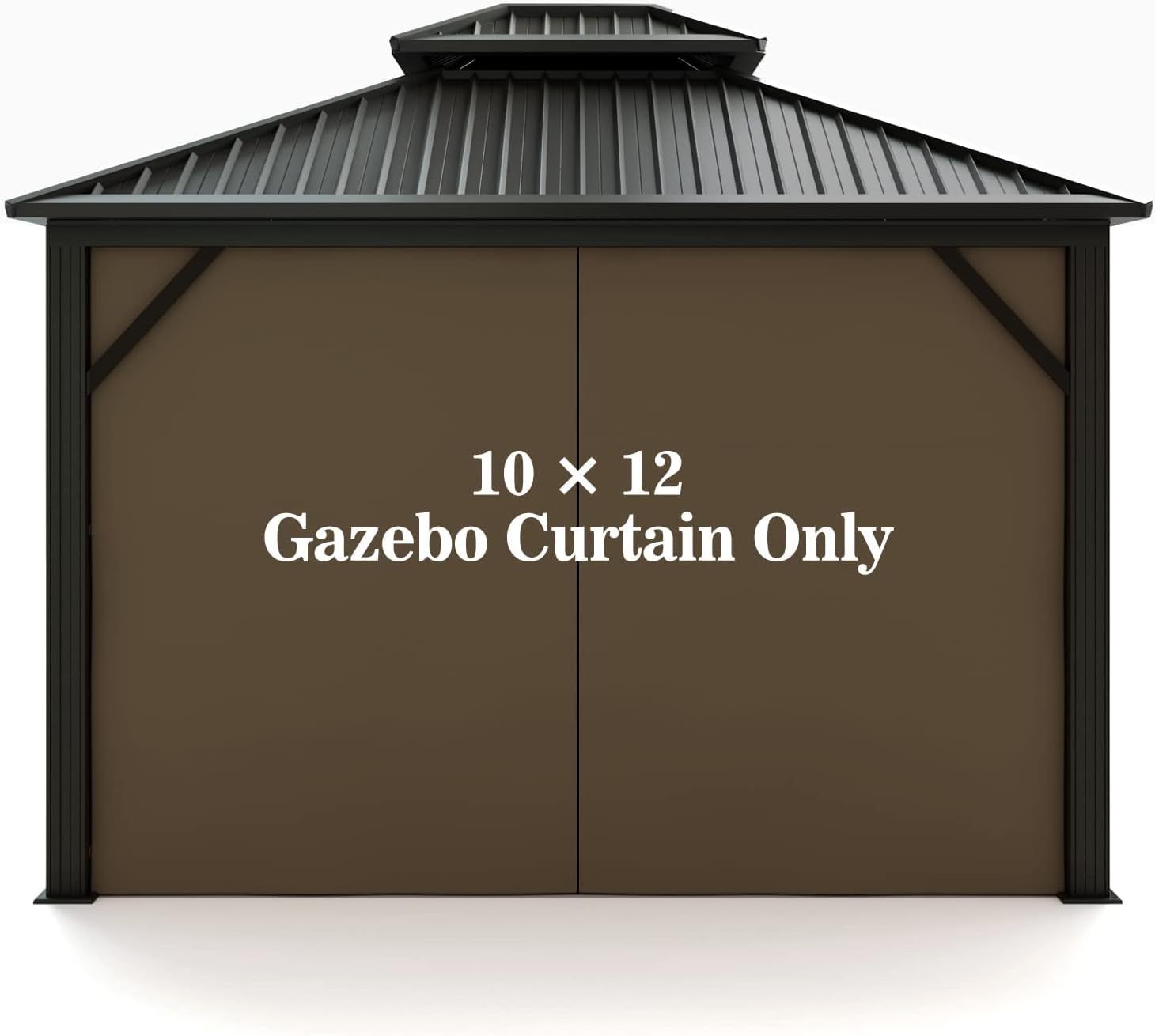 Hugline Gazebo Universal Replacement Privacy Curtain 10' x 12' Gazebo Side Wall Outdoor Privacy Panel with Zipper (Brown)