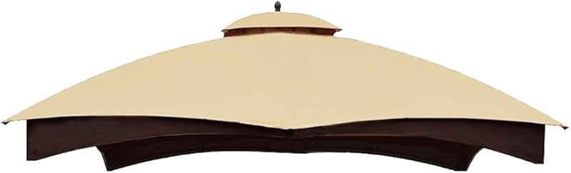 Hugline Outdoor Replacement Canopy Top Double Tier Gazebo Roof Cover for Lowe's Allen Roth 10x12 Gazebo#GF-12S004B-1 (Khaki)