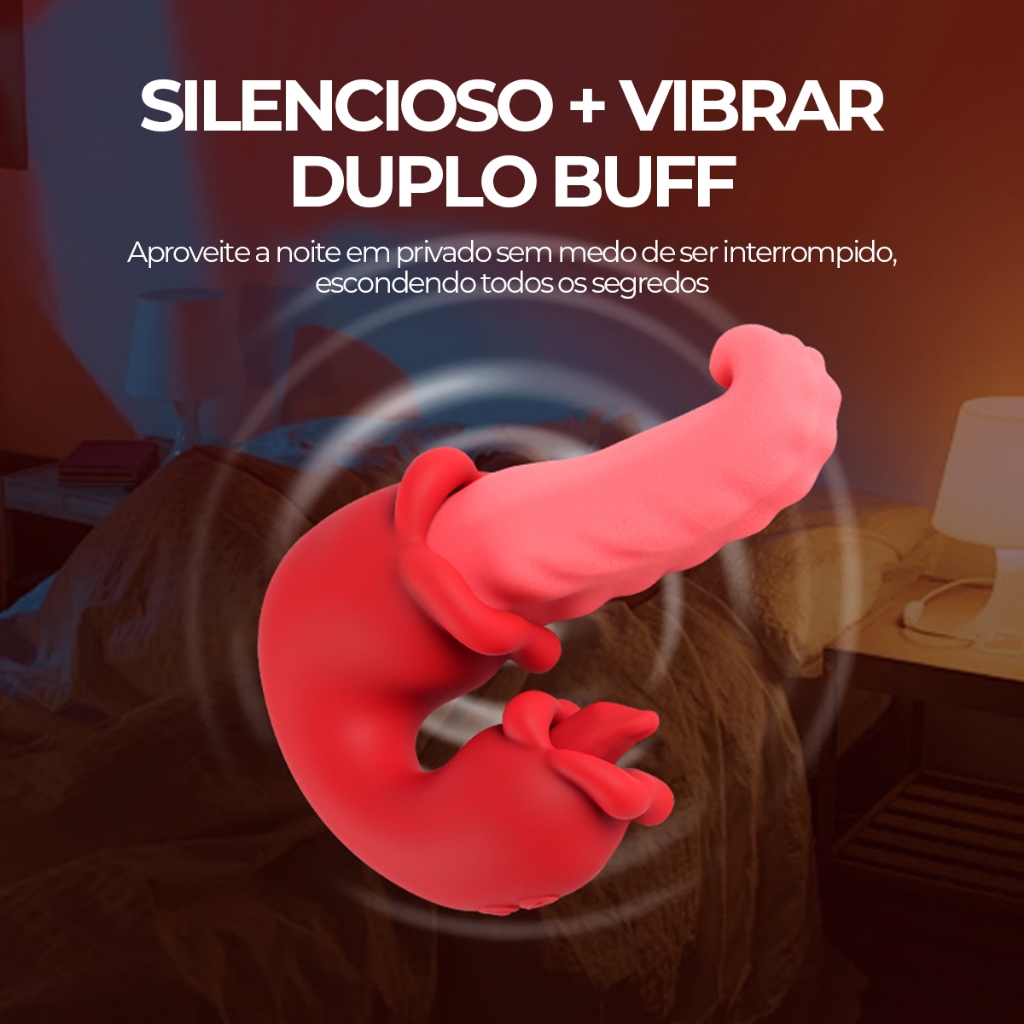 Vibrador Feminino Língua Artificial, Dupla Vibração, Silencioso, Recarregável USB, Envio Discreto