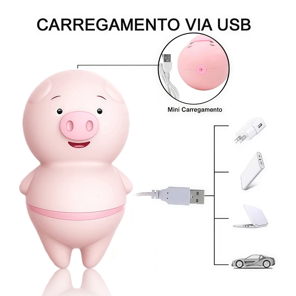 Vibrador Porquinho com Língua – Recarregável e Sem Fio para Estímulo Feminino