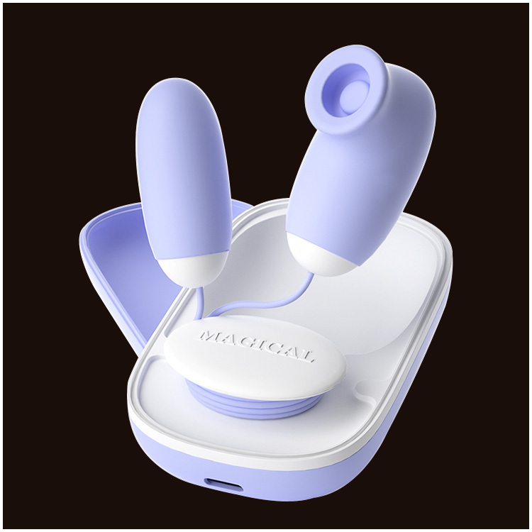 Vibrador Duplo com Sucção e Vibração – Estojo Magnético, 12 Modos