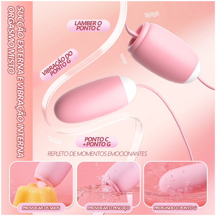 Vibrador Duplo com Estimulação por Vibração e Lamber – Estojo Magnético Recarregável