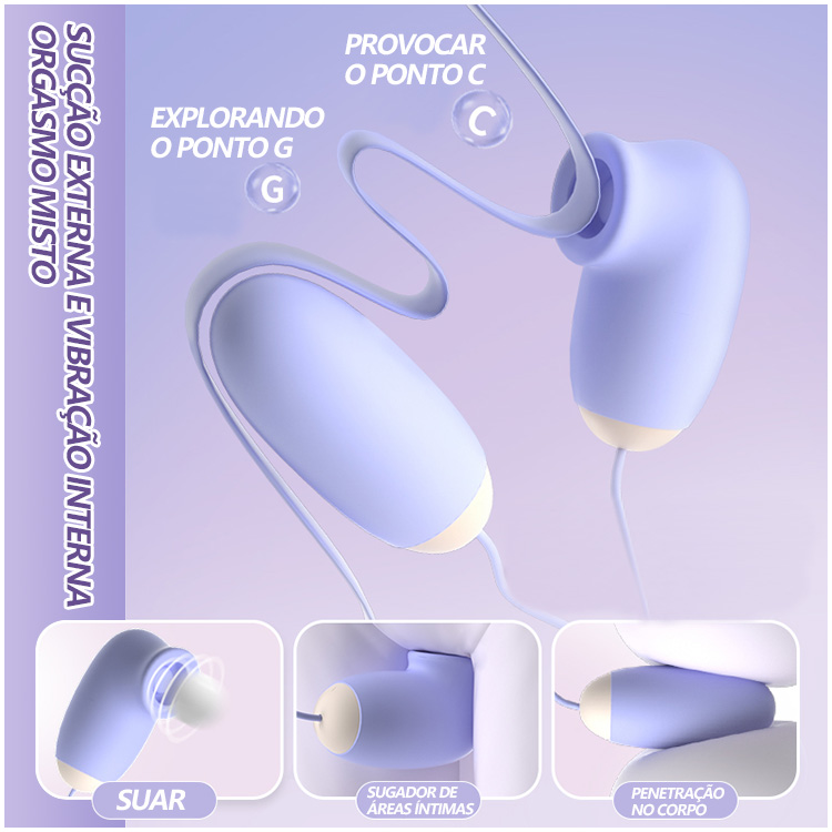 Vibrador Duplo com Sucção e Vibração – Estojo Magnético, 12 Modos