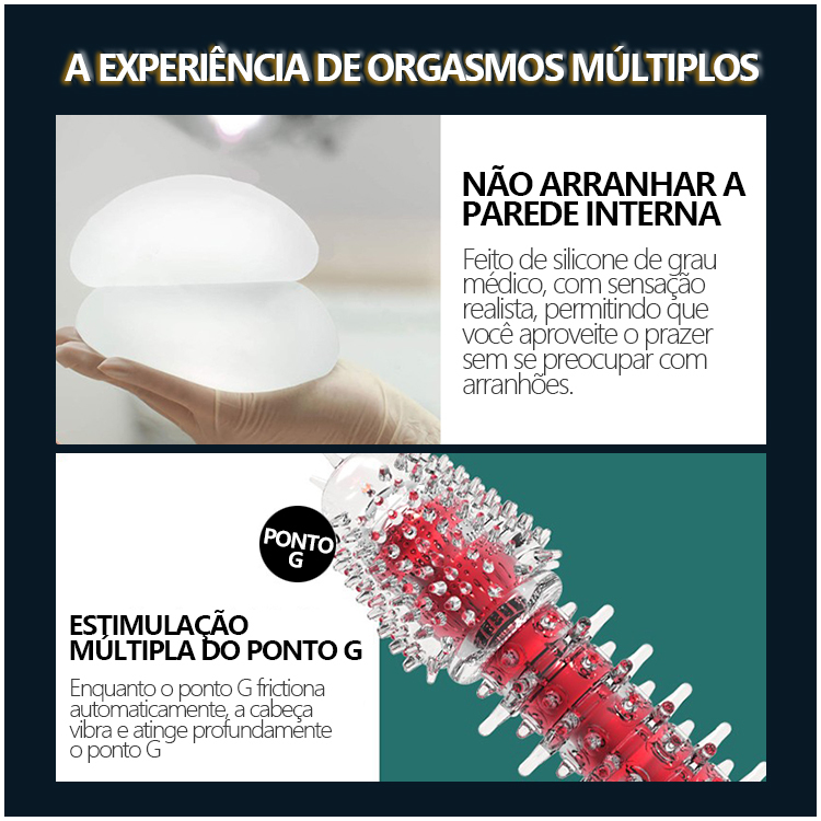 Vibrador Multi-texturizado com 20 Modos – Design Realístico de Glans, À Pilha, à Prova d'Água