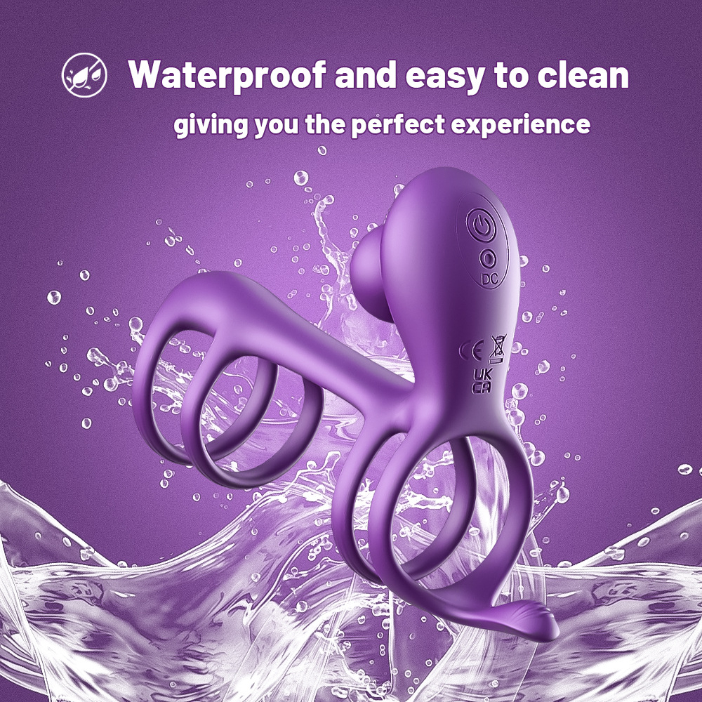 Anel Vibrador Masculino Silicone Recarregável USB 10 Modos Vibração À Prova d’Água Uso Casal Sex Shop