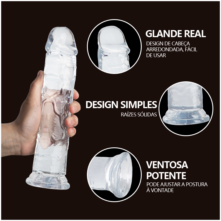 Dildo Realístico Transparente com Ventosa