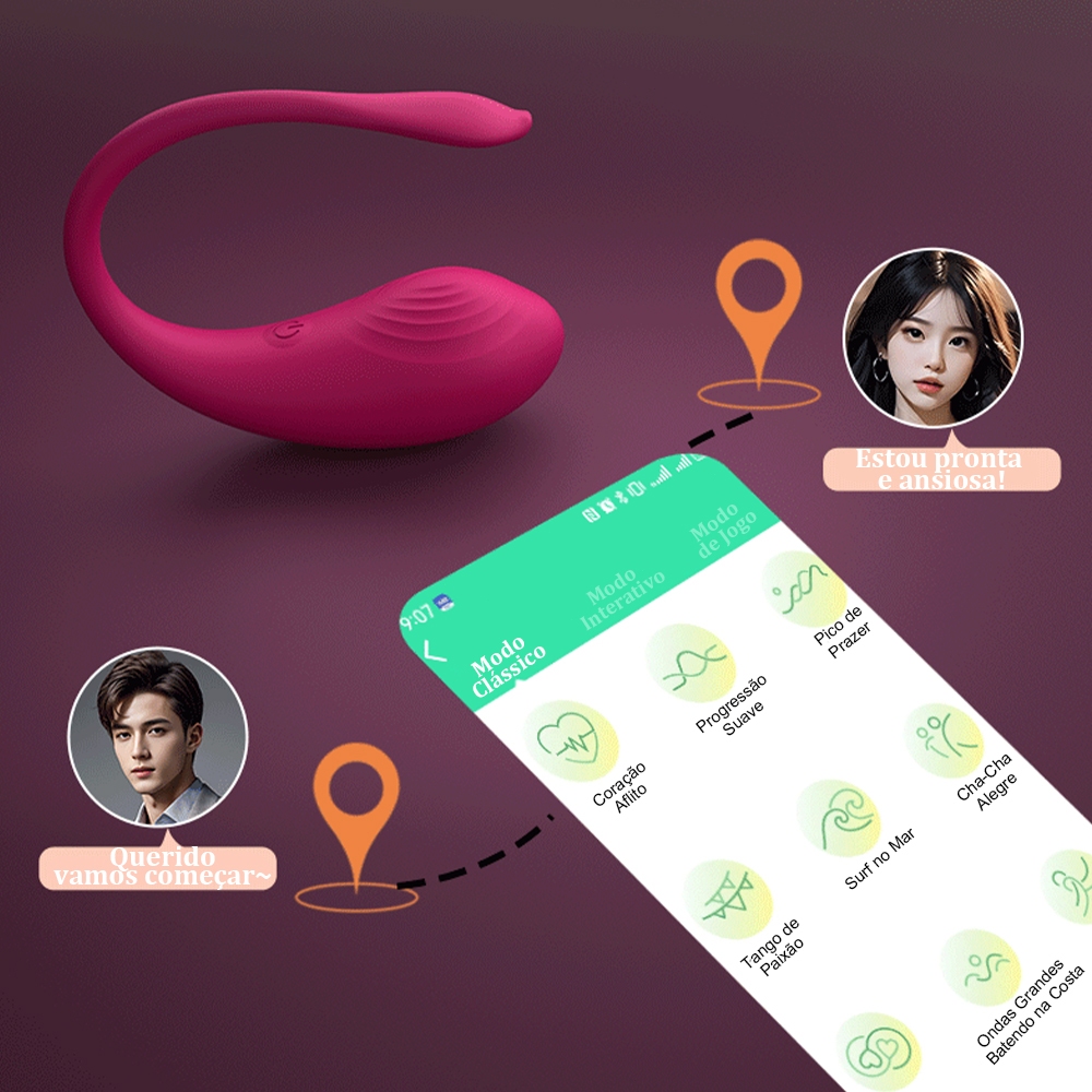Vibrador Casal Bluetooth APP Controle • Recarregável • À Prova D'água • Envio 100% Discreto