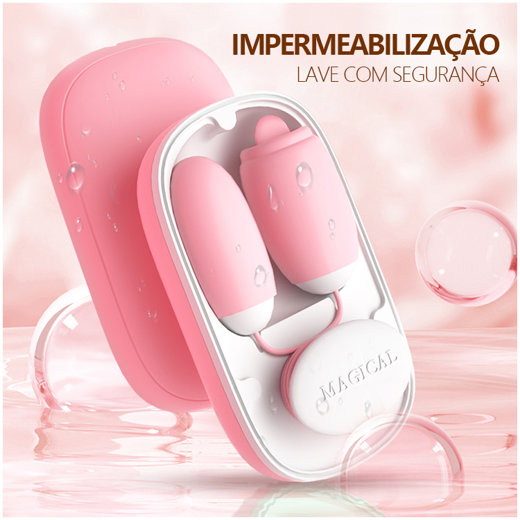 Vibrador Duplo com Estimulação por Vibração e Lamber – Estojo Magnético Recarregável