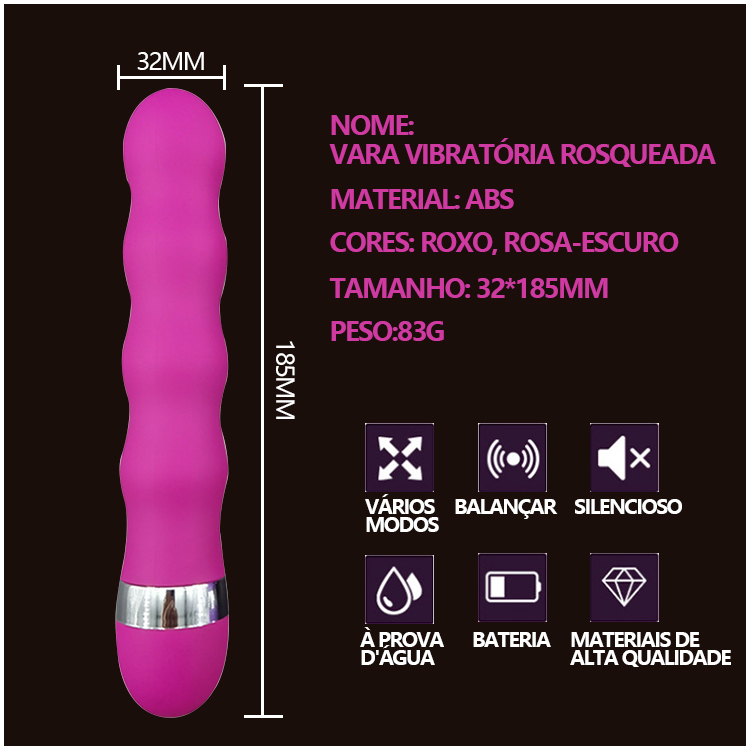 Vibrador Ondulado em ABS – Design de Espiral, Multi-frequência, Resistente à Água