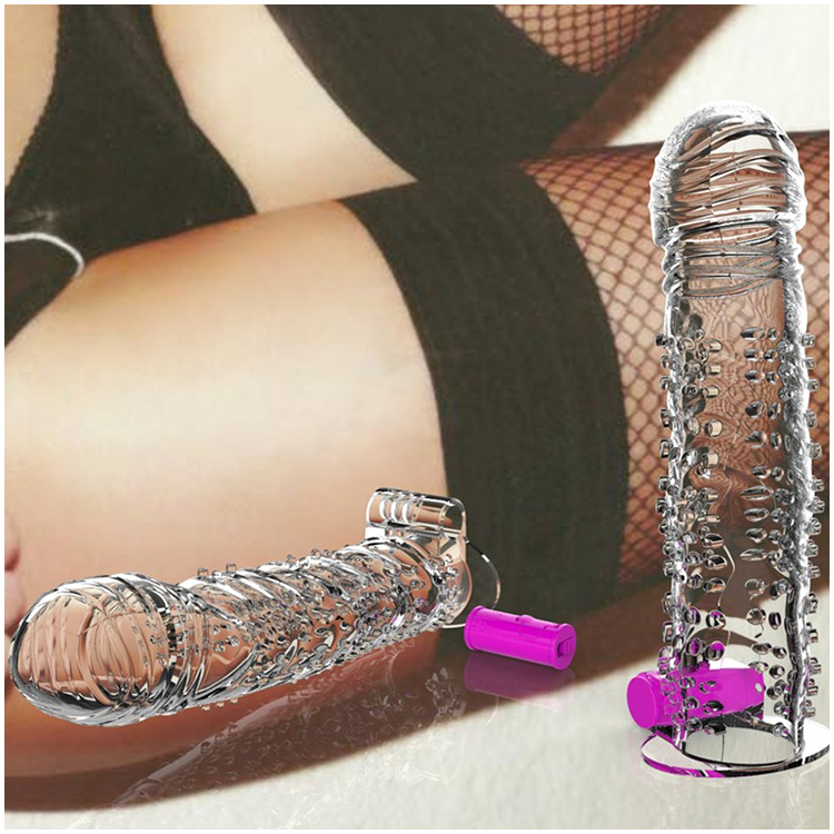 Capa Peniana com Vibração e Textura – Transparente, com Salientes e Motor