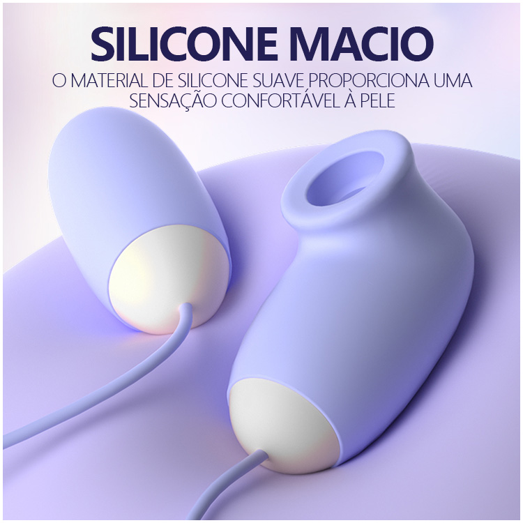 Vibrador Duplo com Sucção e Vibração – Estojo Magnético, 12 Modos