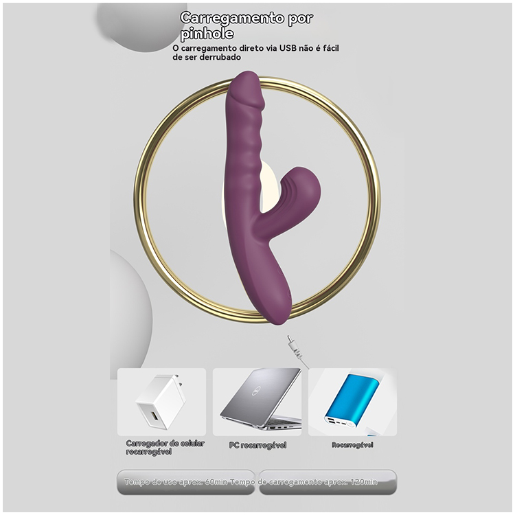 Vibrador Telescópico com Sucção e Estímulo Duplo