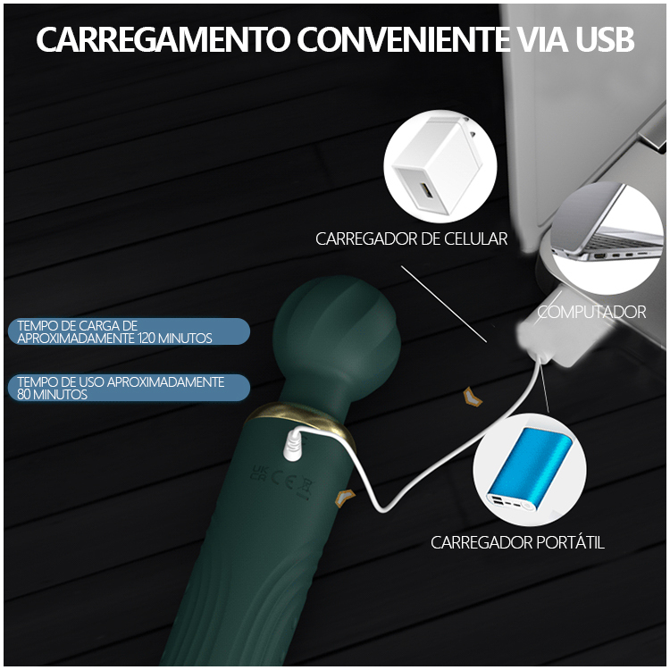 Vibrador Tipo Varinha com Dupla Estimulação