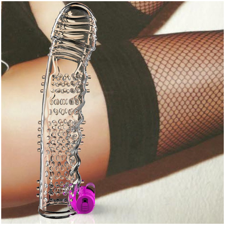 Capa Peniana com Vibração e Textura – Transparente, com Salientes e Motor