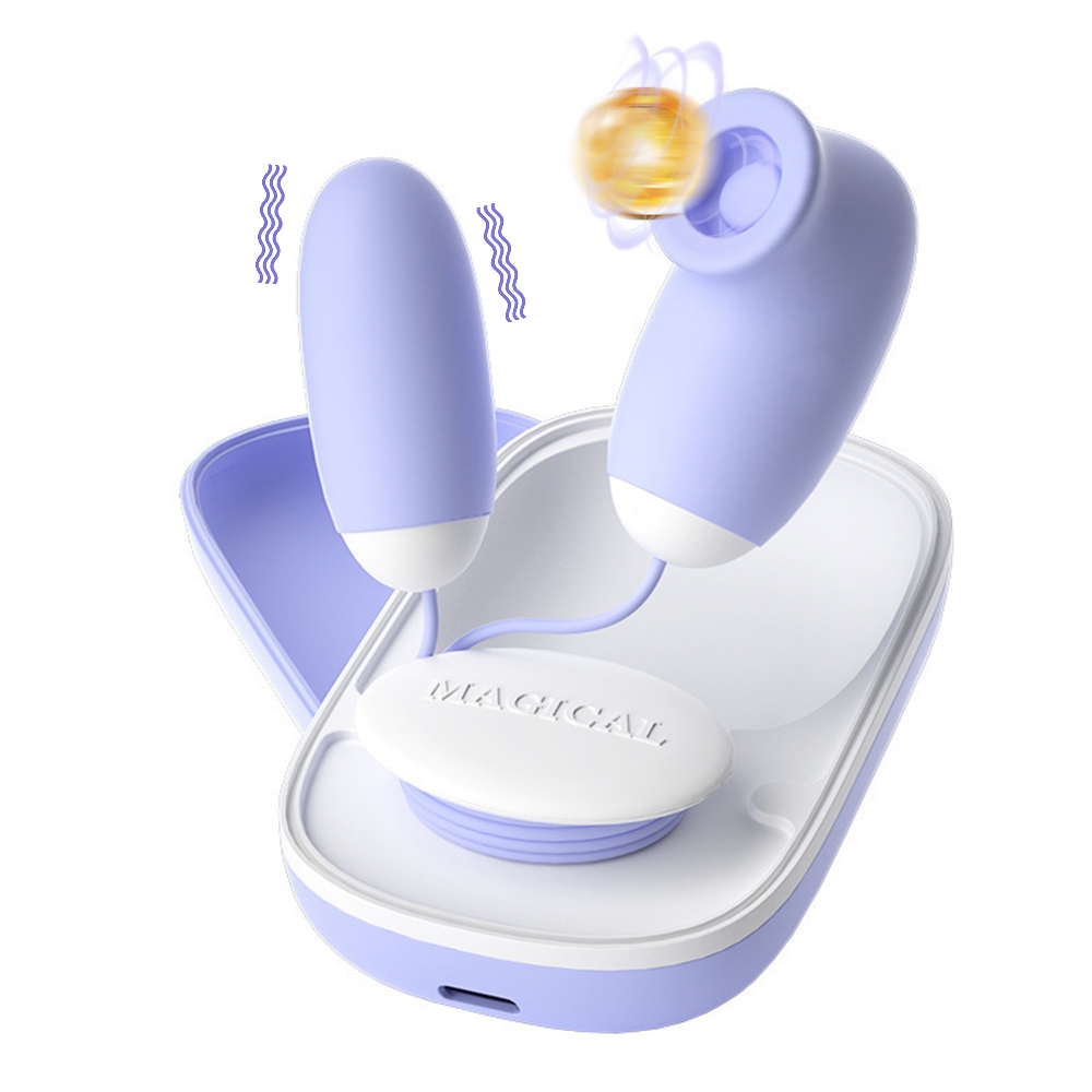Mini Vibrador 2 em 1 Sucção e Vibração | Compacto Silencioso USB-C Resistente à Água com Estojo Magnético