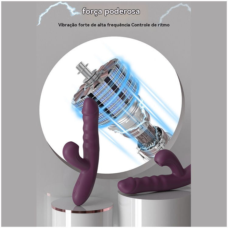 Vibrador Telescópico com Sucção e Estímulo Duplo