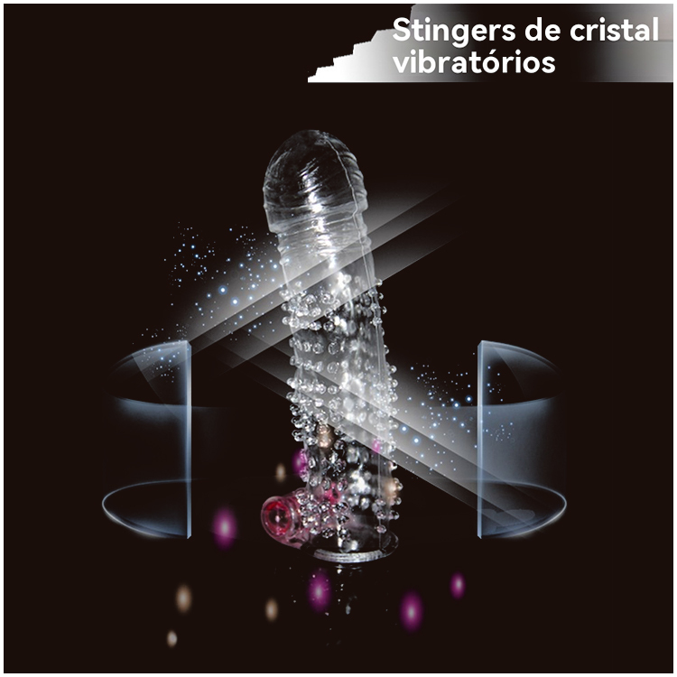 Capa Peniana com Vibração e Textura – Transparente, com Salientes e Motor