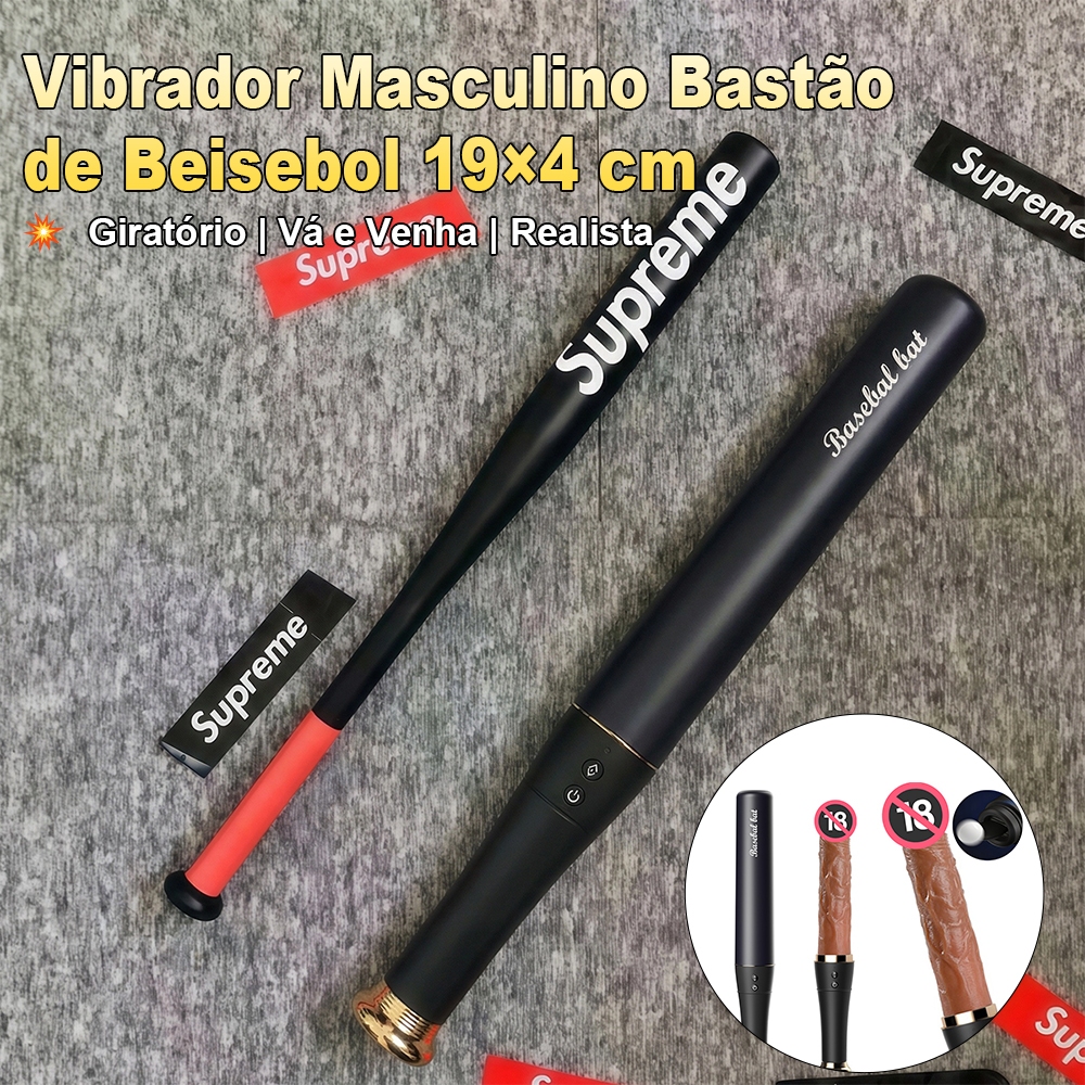 Vibrador Masculino Realístico 19×4 cm – Rotativo, Vá e Venha, Aquecimento